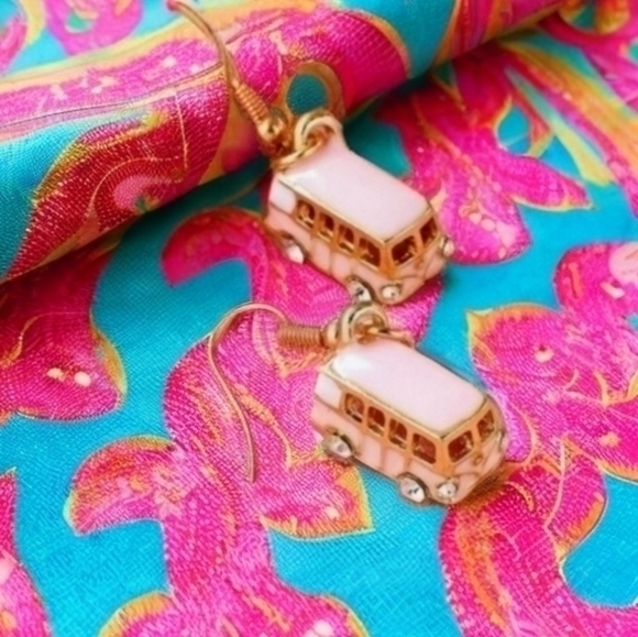BETSEY JOHNSON PINK BUS EARRINGS - Picture 2 of 4